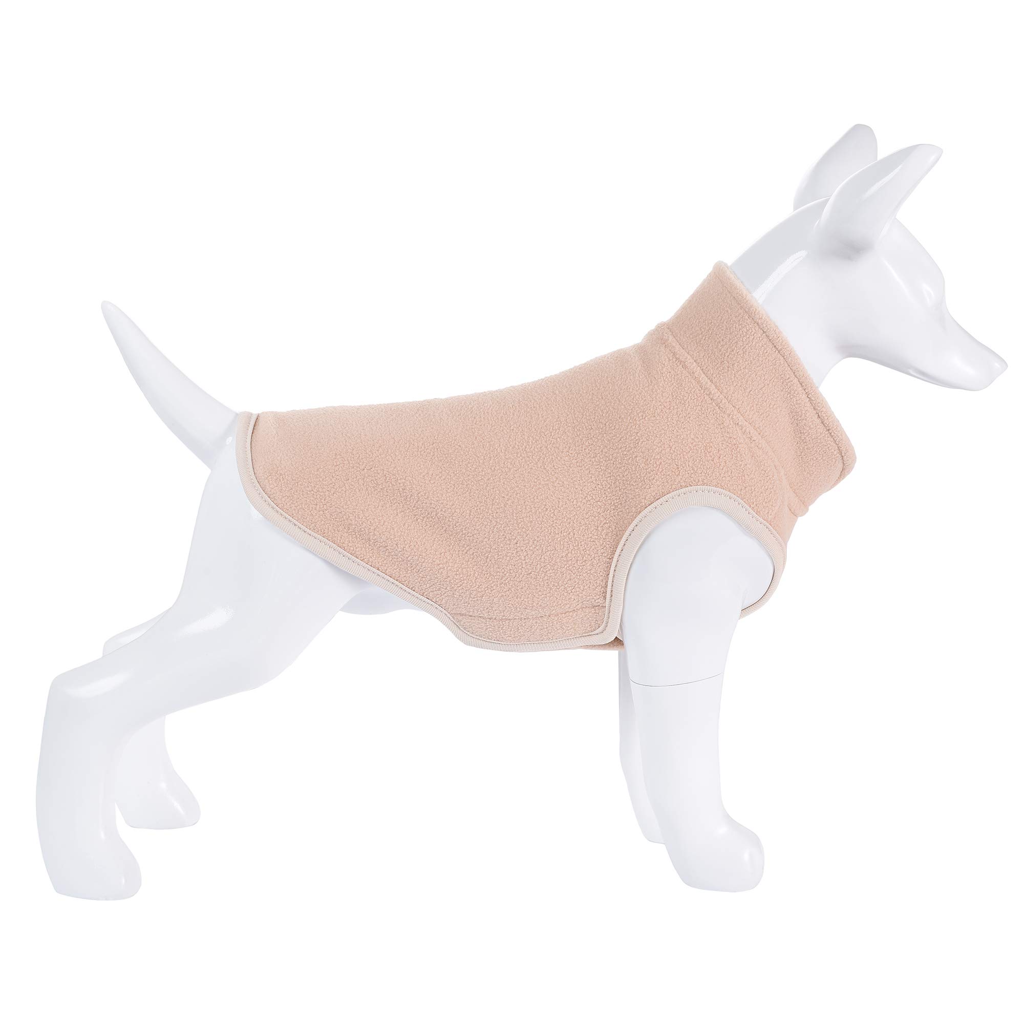 Mile High LifeDog Fleece Vest | Adjustable Chest Size | Easy Step in Easy Closure | Small Dogs Cats Pets (XXS,Khaki)