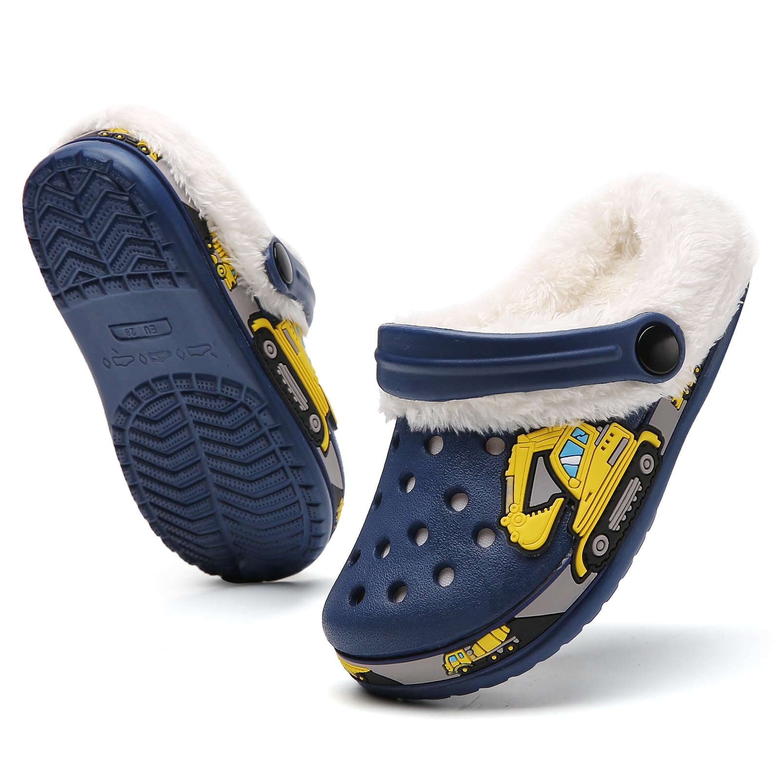 FLIOZY Kinder Zoccoli Invernali Warme Gefüttert Weichem Rutschfeste Gartenschuh Jungen Plüsch Pantoffeln Licht Hausschuhe Indoor Outdoor