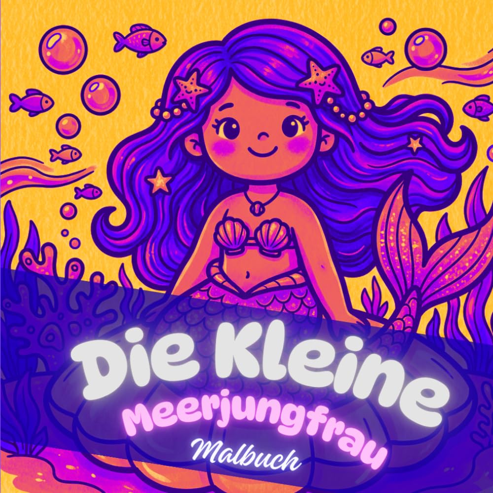 Die kleine Meerjungfrau: Malbuch für Mädchen: Wunderschöne Meerjungfrauen und Unterwasserfreunde mit einfachen und süßen Designs, Alter 4-8 Jahre