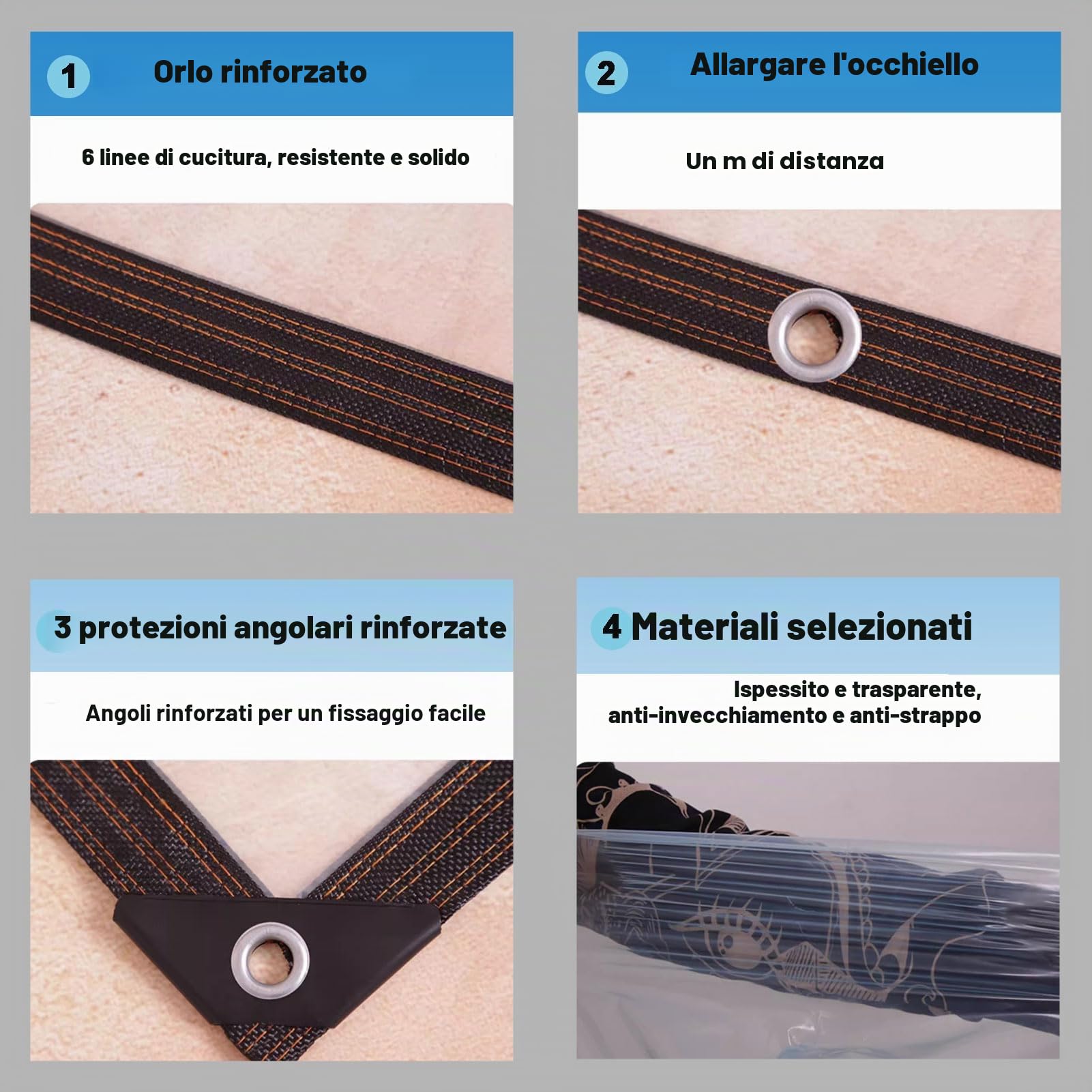 Telone Trasparente 3 x 8 m Impermeabile Pesante con Occhielli e Bordi Rinforzati, Isolante PE per Piante da Giardino Mobili
