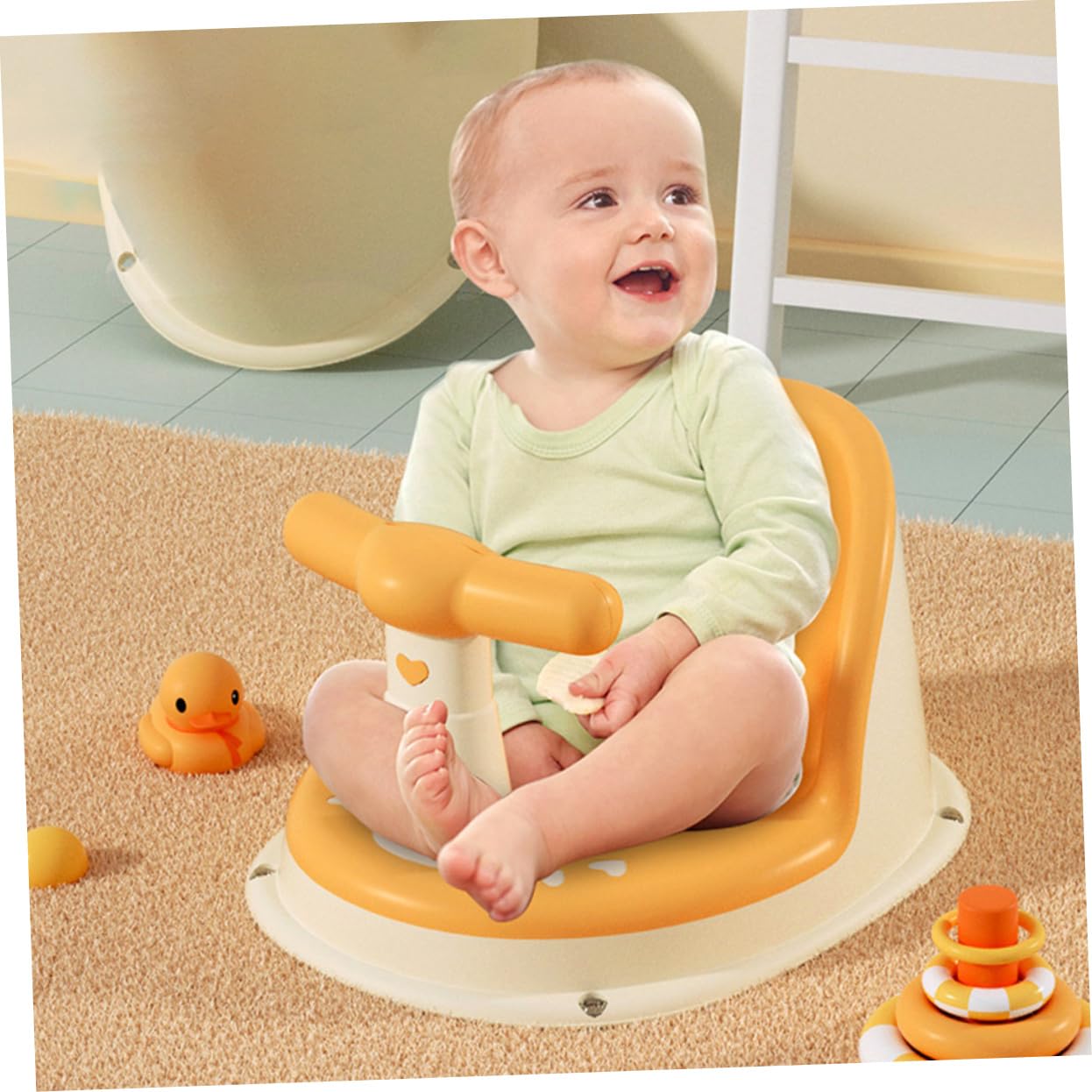 Asiento de Baño para Bebés Compacto Limpieza Fácil, Material Pp y Tpe, Antideslizante Adecuado Hora del Baño y Alimentación