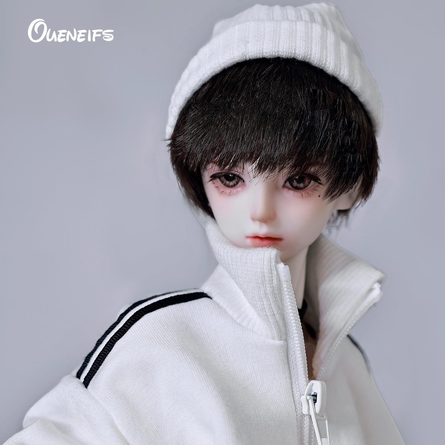 Oueneifs 1/4 Kaka BJD Doll Fullset E with White Casual Street Sport Hoodies Resin Toy for 15+ Year Old, Black and White, 3.93 inches - Image 2