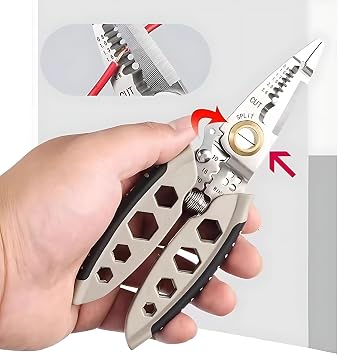 7-Inch Multipurpose Wire Stripper, 2024 New Professional Wire Stripping Tool for Electricians, Self-Adjusting, Stripping, Cutting and Crimping Capabilities, Ideal for Electrical Cables (1 PC)