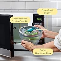 Vista 5 de Anyday Utensilios de cocina para microondas y recipiente de vidrio de 8 tazas con tapa de vidrio, almacenamiento profundo de alimentos sin plástico
