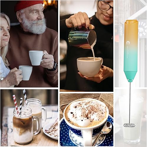 Miniatura 5 de New England Stories - Potente espumador de leche de mano, mini batidor de bebidas para café, capuchino, latte, matcha, chocolate caliente, sin