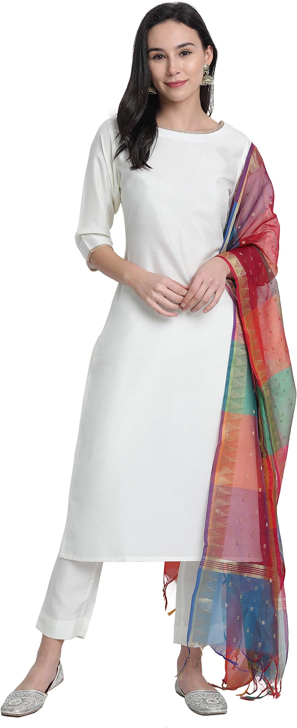 Indian Women's Cotton Lilac Block Print Casual Wear Kurta Set for Women