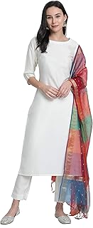 janasya Women's Off-White Poly Silk Solid Kurta with Pant and Dupatta-picture-33