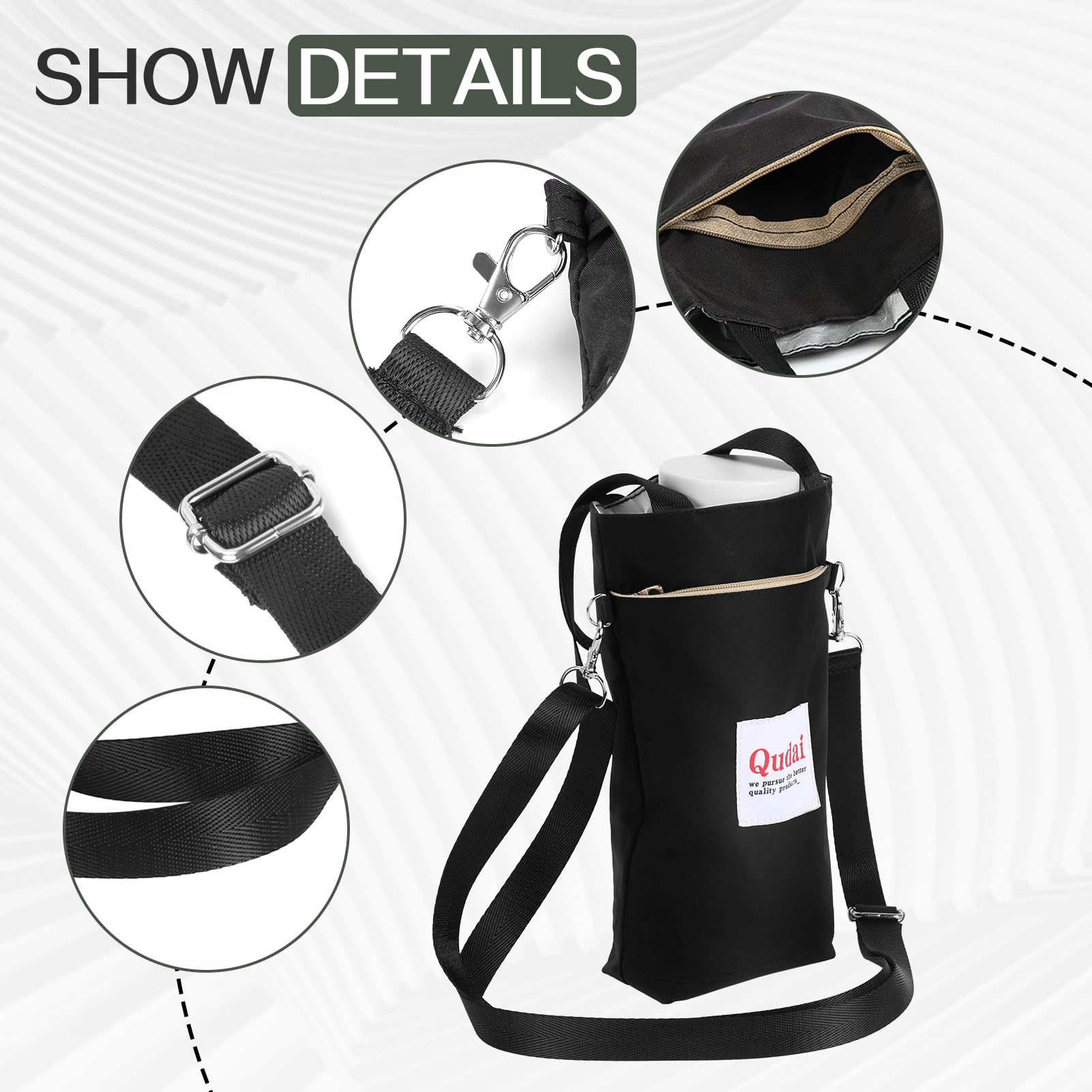 Soulitem Crossbody Water Bottle Bag, Portable Water Bottle Carrier Bag with Adjustable Shoulder Strap - Image 3