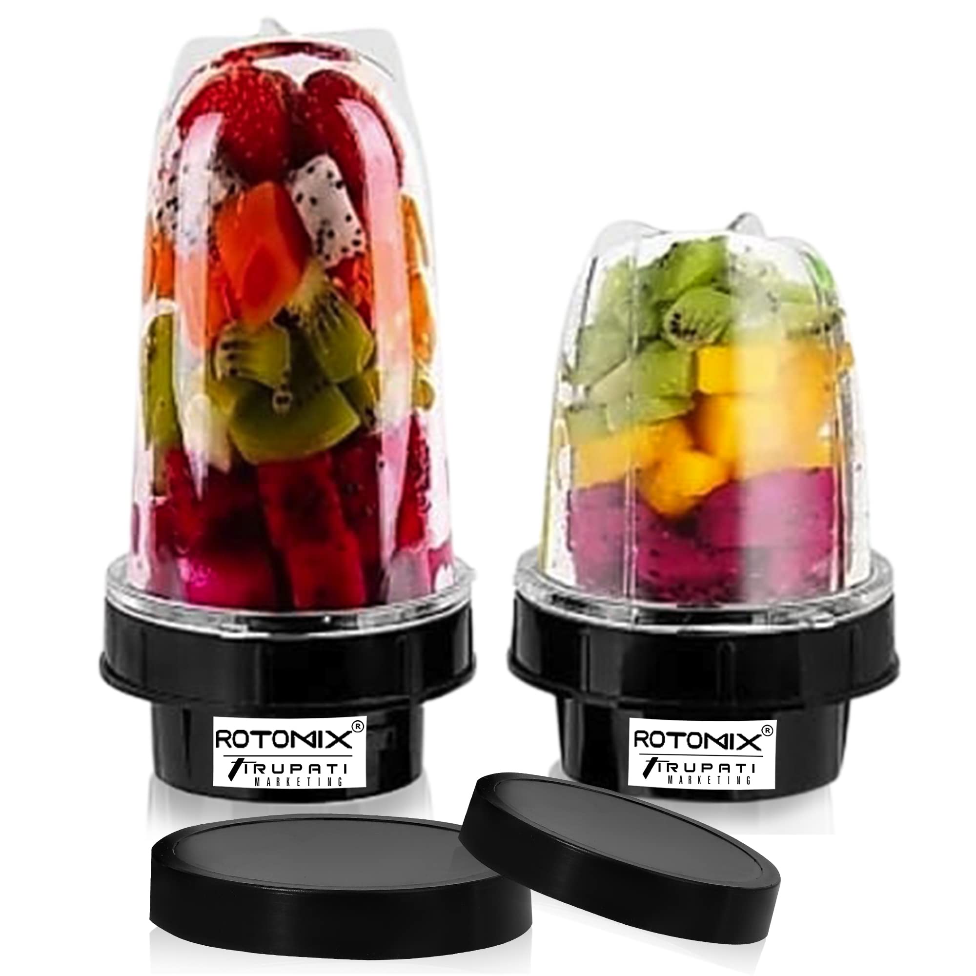 Heavy Bullet Jar for Mixer Grinder Set of 2 (530 ML & 350 ML) ABS Transparent Plastic Mixer Juicer Jar (550 ml)-image-15