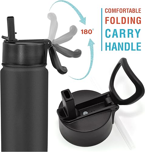 Miniatura 5 de CHILLOUT LIFE Botella de agua aislada para niños de 22 onzas para la escuela con tapa con pajilla, a prueba de fugas y bonitas calcomanías