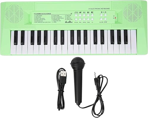 BF‑3738 Teclado musical, 2 tonos, 16 canciones, 4 ritmos, 4 ritmos, 4 piano eléctrico de percusión con 37 teclas para principiantes, instrumento