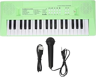 Kids Piano Keyboard with 37 Keys Electronic Keyboard with Microphone, 4 Rhythms, 4 Percussion, Multifunctional Children Piano Keyboard for Begginers Education Instrument Gifts(Green) electronic organ