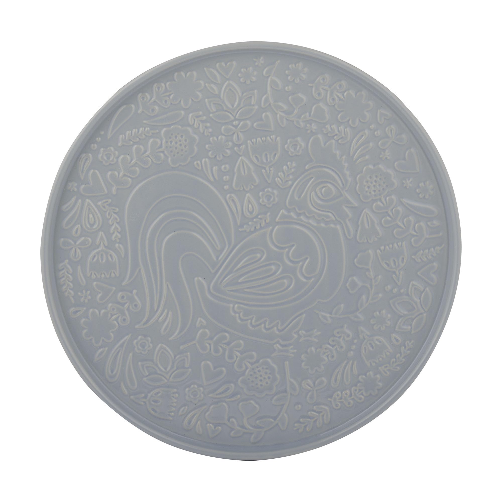 Mason Cash Home to Roost 30 cm Round Platter Stoneware Folk-Inspired Hen and Cockerel Style Serving Plate, Microwave and Dishwasher Safe, Cake, Meats, Fish, Bread, and Party Platters