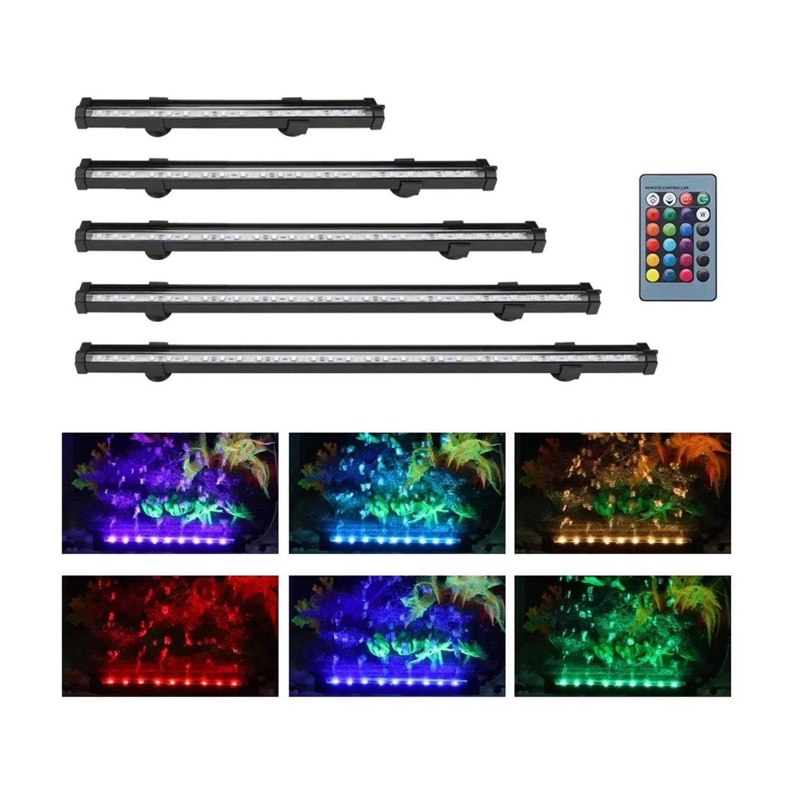 Lámpara de Burbujas de Aire LED de luz de Control Remoto de Acuario de 90-260 V 20-58 cm(SZD-A20RM,UK Plug)