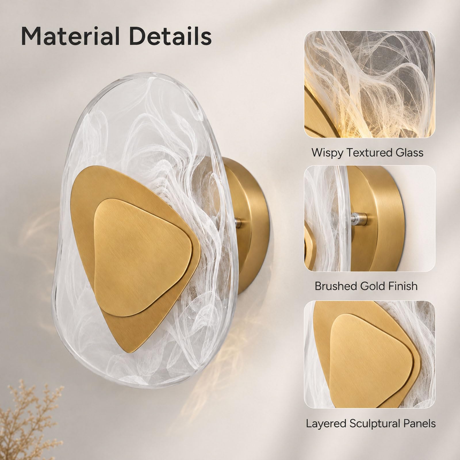 Lampada da Parete in Vetro,LED 6W,Irregolare Artistico Applique