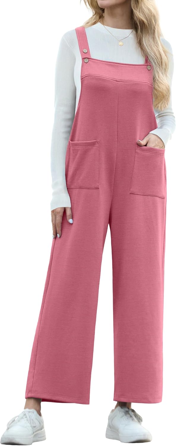 IWOLLENCE Jumpsuits For Women Boho Overalls Casual Long Bib Loose Women's Rompers with Pockets 2025