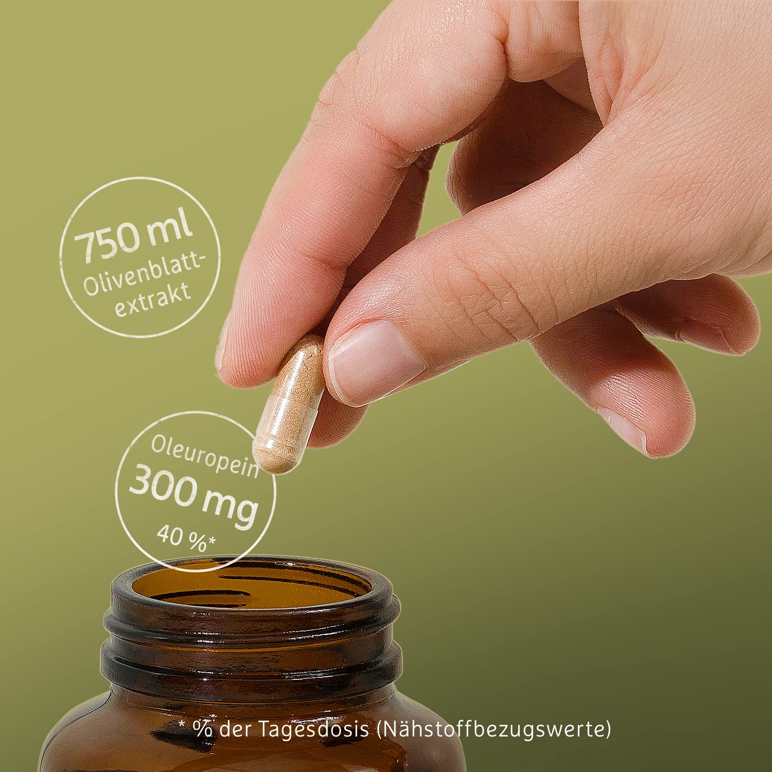 Olivenblattextrakt Kapseln hochdosiert - 120 Kapseln mit 750 mg pro Tag - Olivenblatt Extrakt mit 300 mg Oleuropein - Reicht für 2 Monate - Vegan