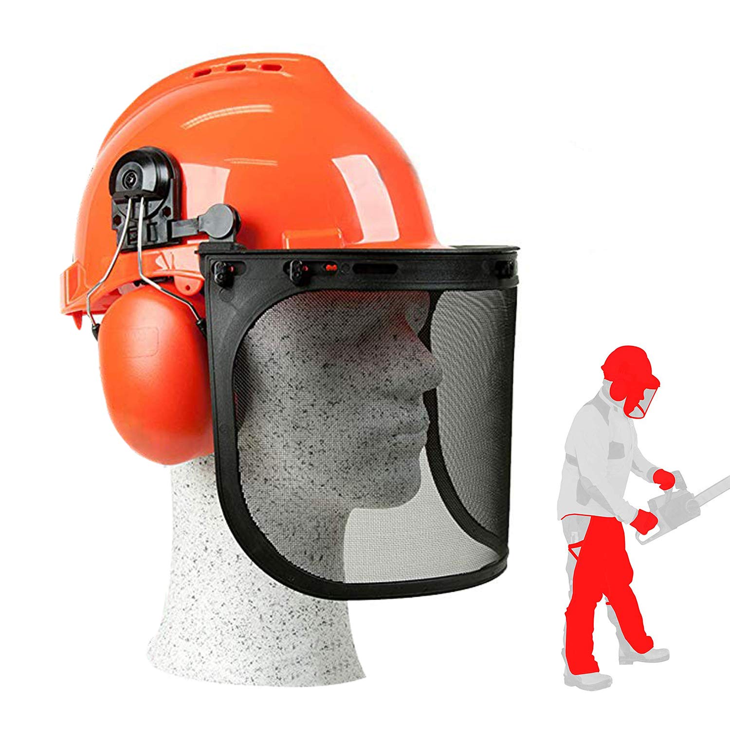 6-in-1 Industrial Forestry Safety Helmet and Hearing Protection System with Protective Visors