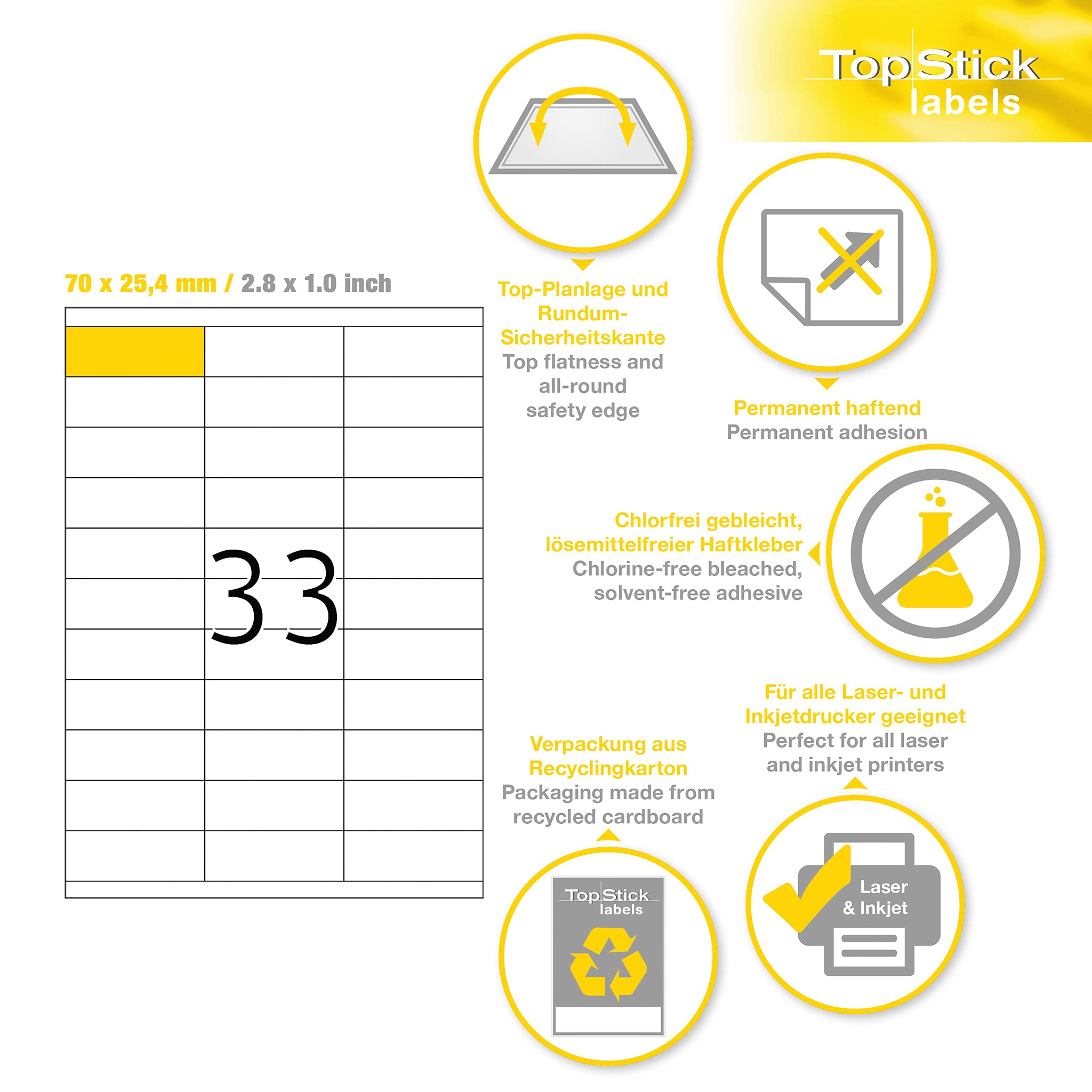 Etichette Autoadesive Printation 70x25.4mm - 825 Pezzi, Bianche, Per Stampante, Compatibili Con Herma 4455