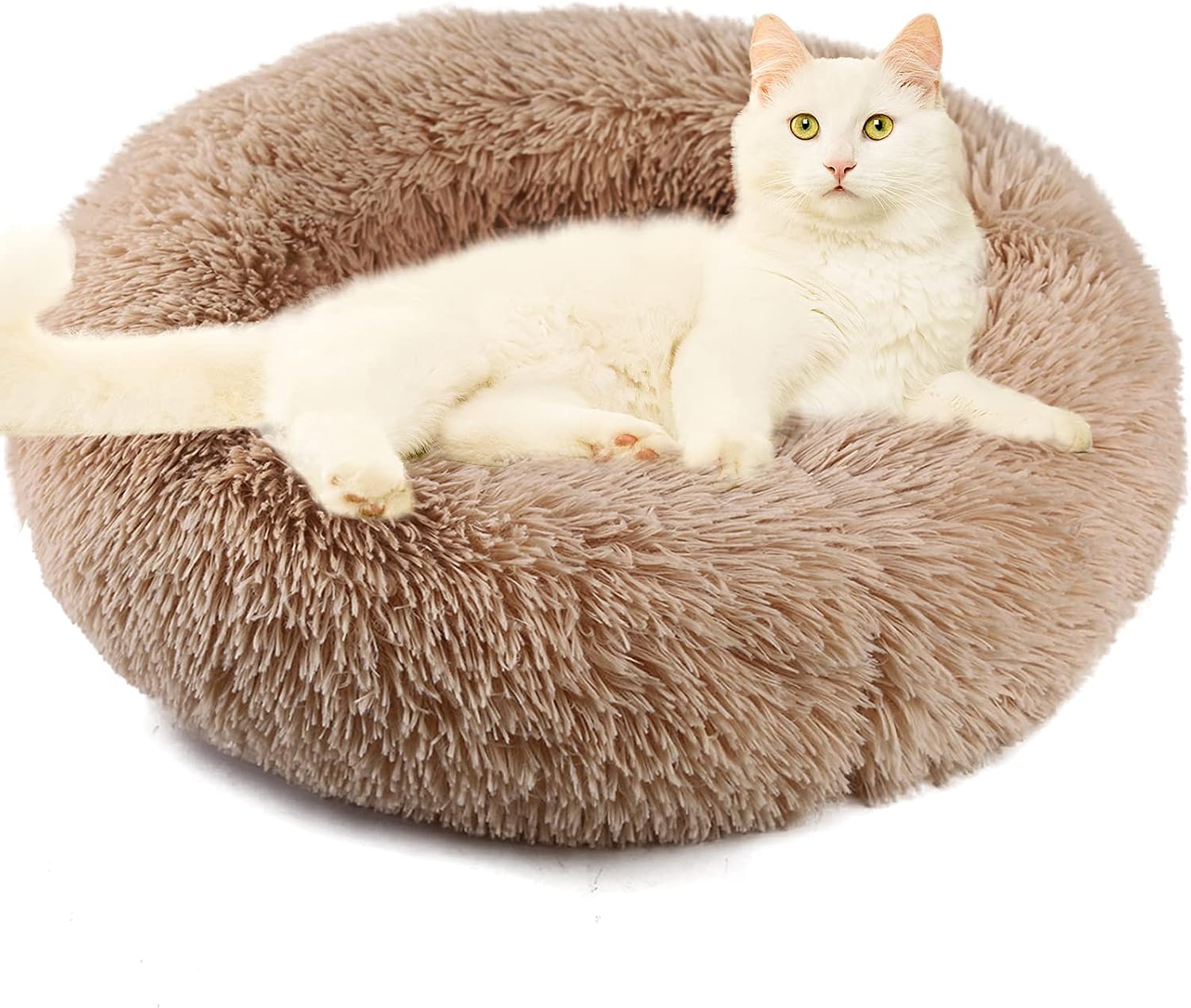 Cat Beds for Indoor Cats, Donut Cuddler Dog Bed Comfy Fluffy Washable Calming Cat Beds, Dog Bed for Small Dogs Up to 22 lbs 24’’X24’’