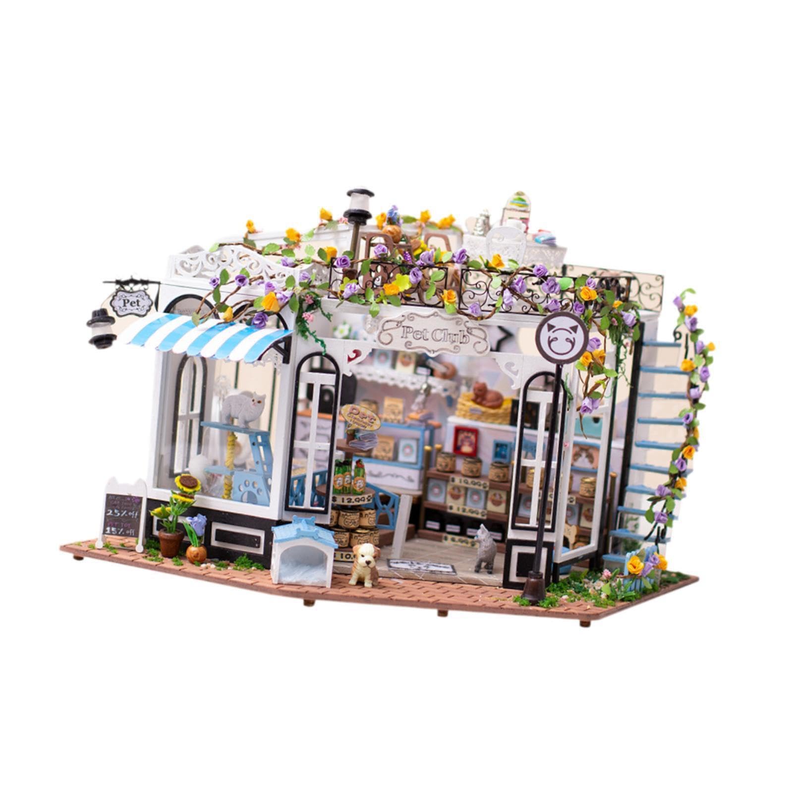 DIY Miniaturhaus Bausatz aus Holz, Haustierclub Set, kreatives Tiny House Bastelset zum Selbermachen, das robust und langlebig ist. Niedliche