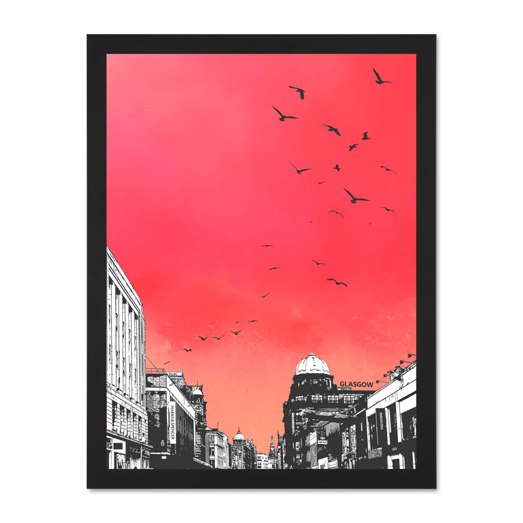 Wee Blue Coo Rooftop Birds Glasgow 18x24 Large Framed Art Print Poster Wall Decor 18x24 inch