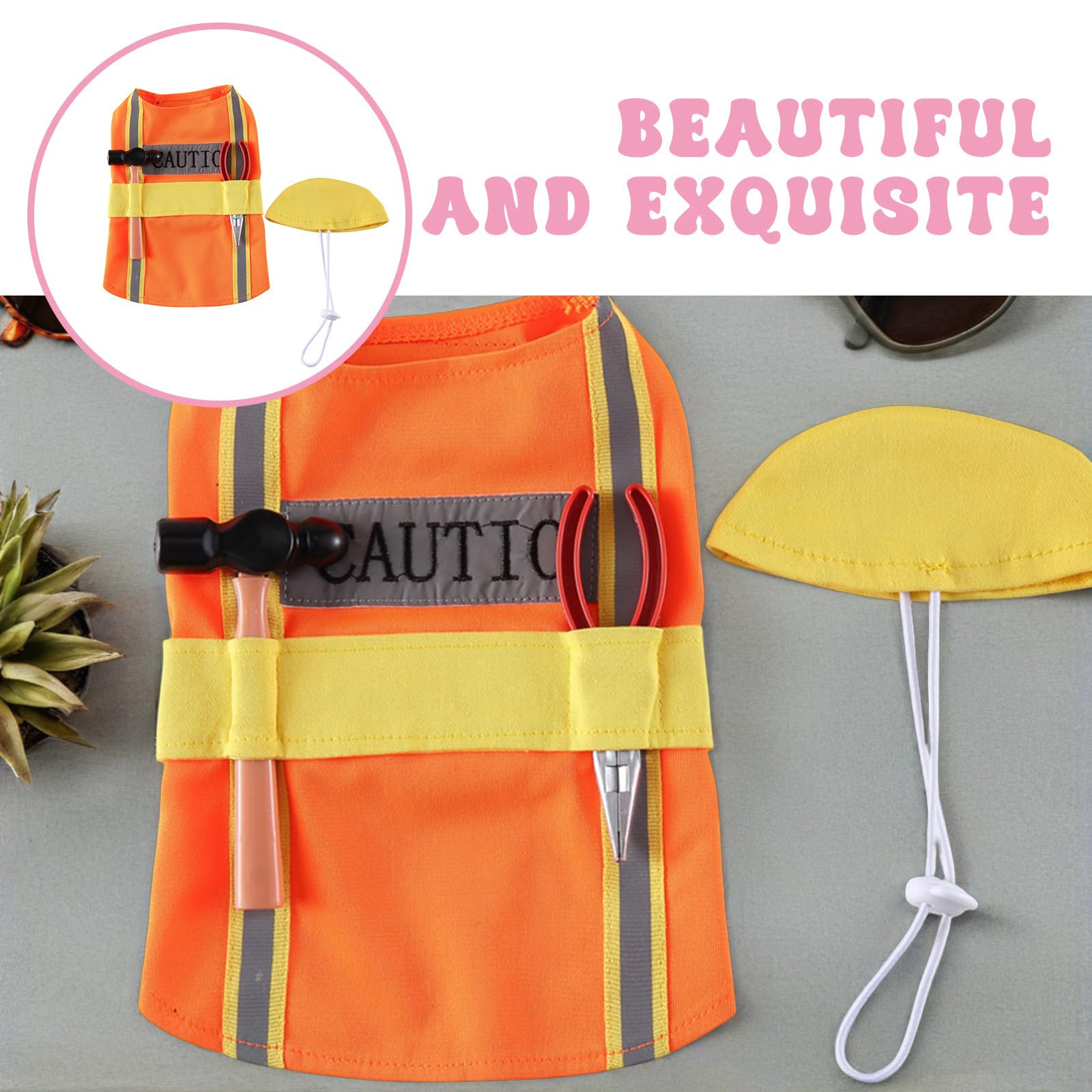 VICASKY 4 Pezzi Costume per Cane Aspetto da Ingegnere Arancione M in Poliestere