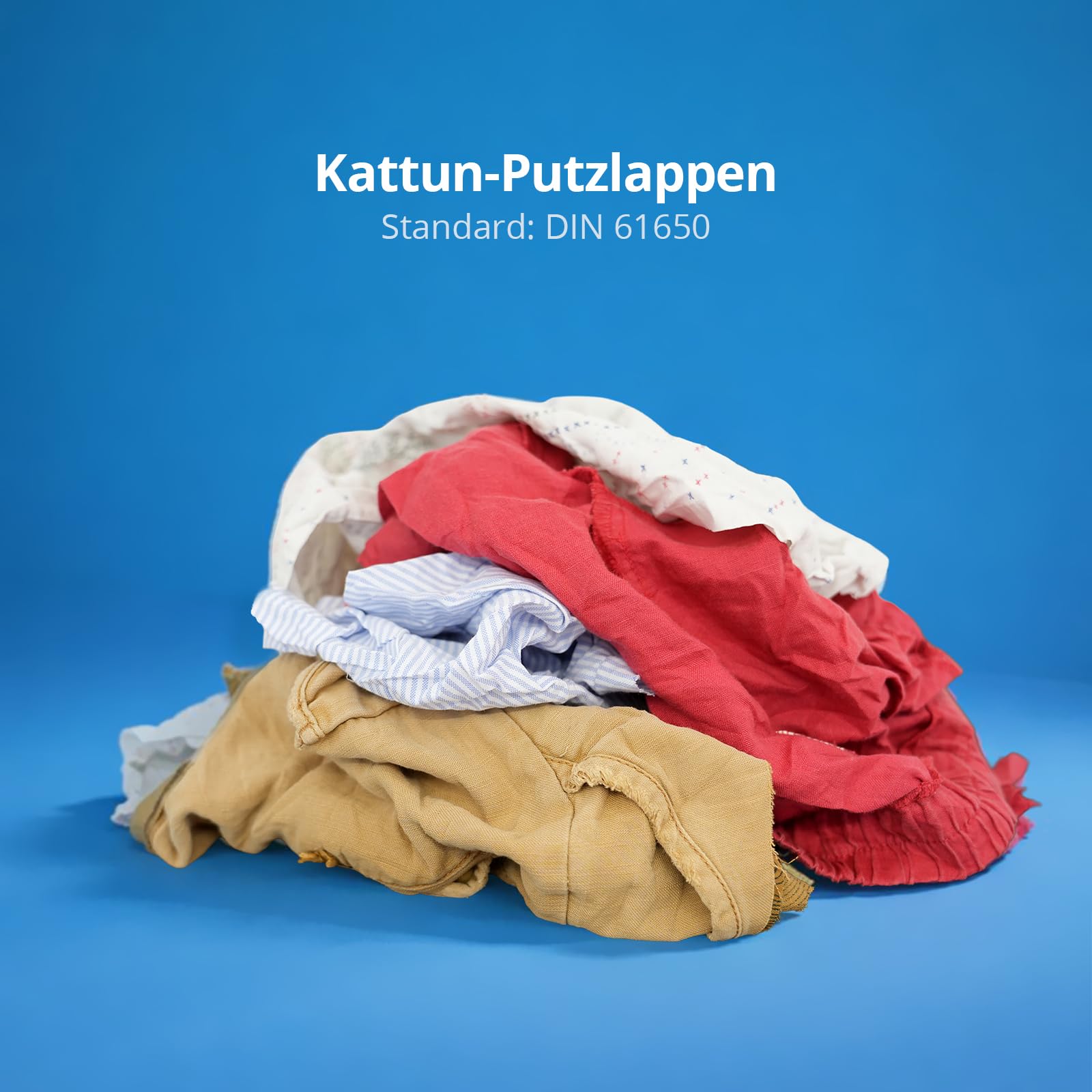 Hypafol Kattun Putzlappen Bunt | 10 kg Ballen | Reißfeste Putzlappen | Kattun-Putzlappen aus Gewebe | DIN 61650 | für Werkstatt, Handwerk, Industrie | Reinigung von Öl, Schmutz