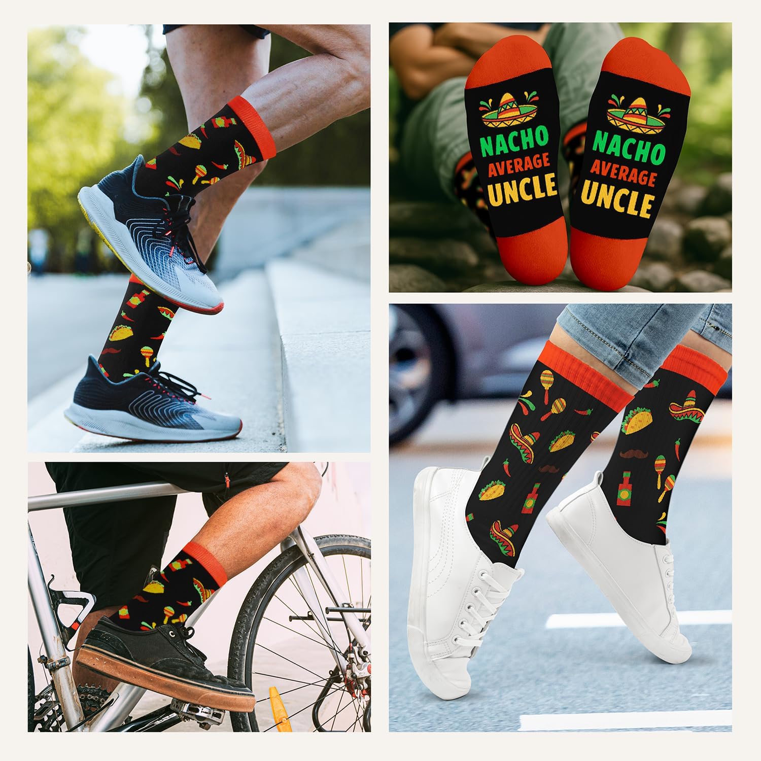 ZAGKOO Gifts for Papa Dad Uncle Grandpa Brother Nephew - Nacho Average Sock | Funny Socks for Men, Women on Christmas, Birthday