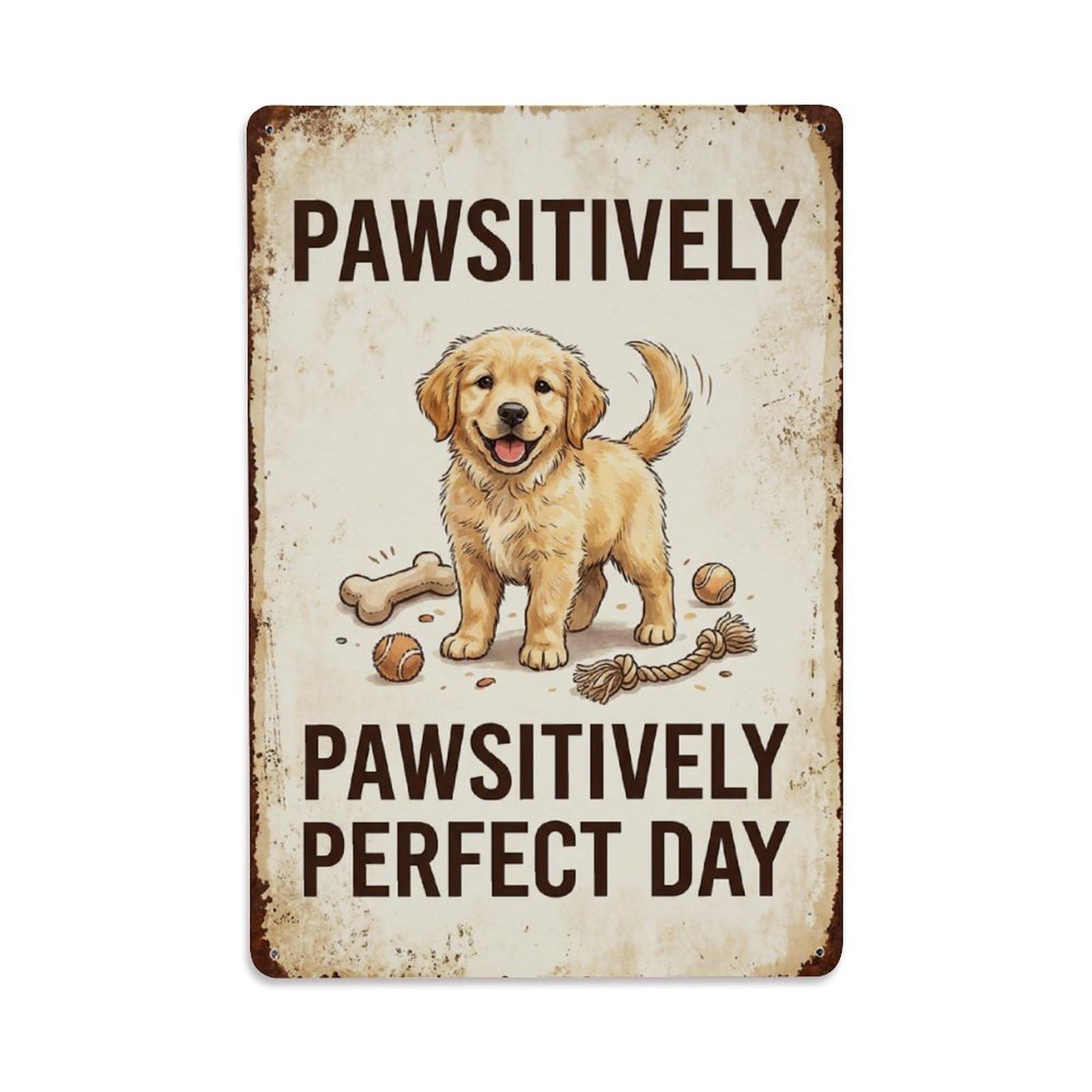 Pawsitively Perfect Day Puppy Love Metal Tin Sign