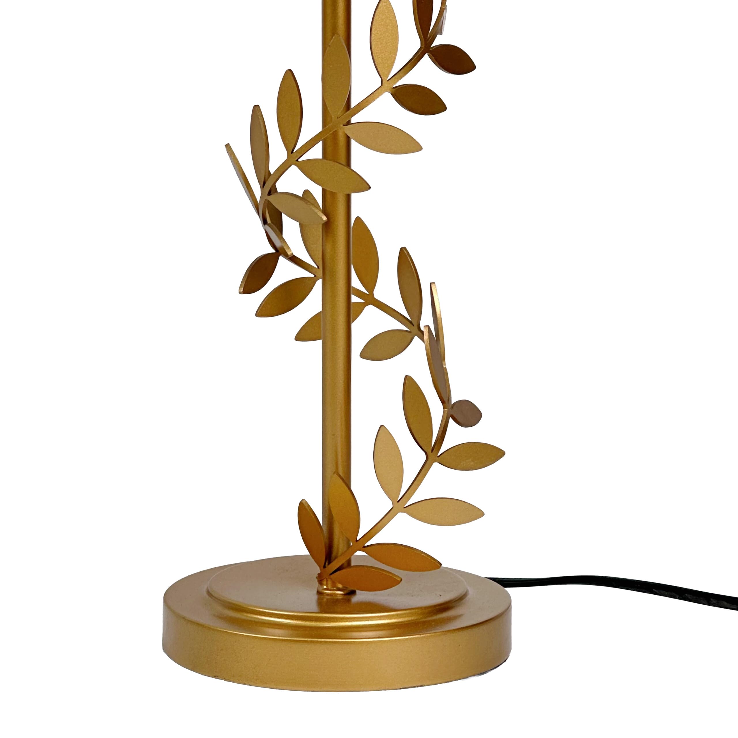 Relaxdays Lampada da Tavolo, Base in Metallo, Paralume in Tessuto, E27, HxD: 55x27 cm, Oro