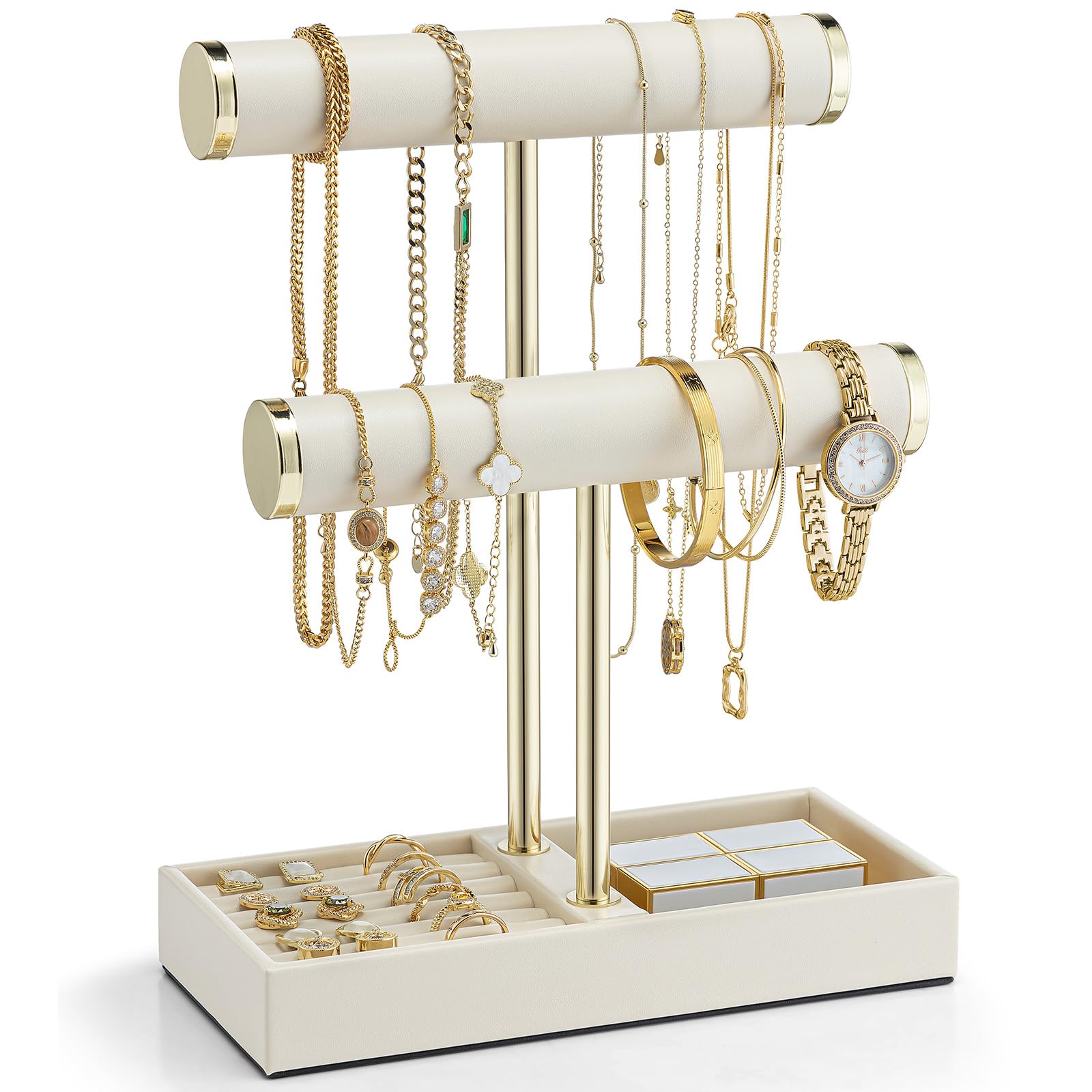 Vlando 2 Tier Bracelet Holder 0rganizer with Tray - Leather
