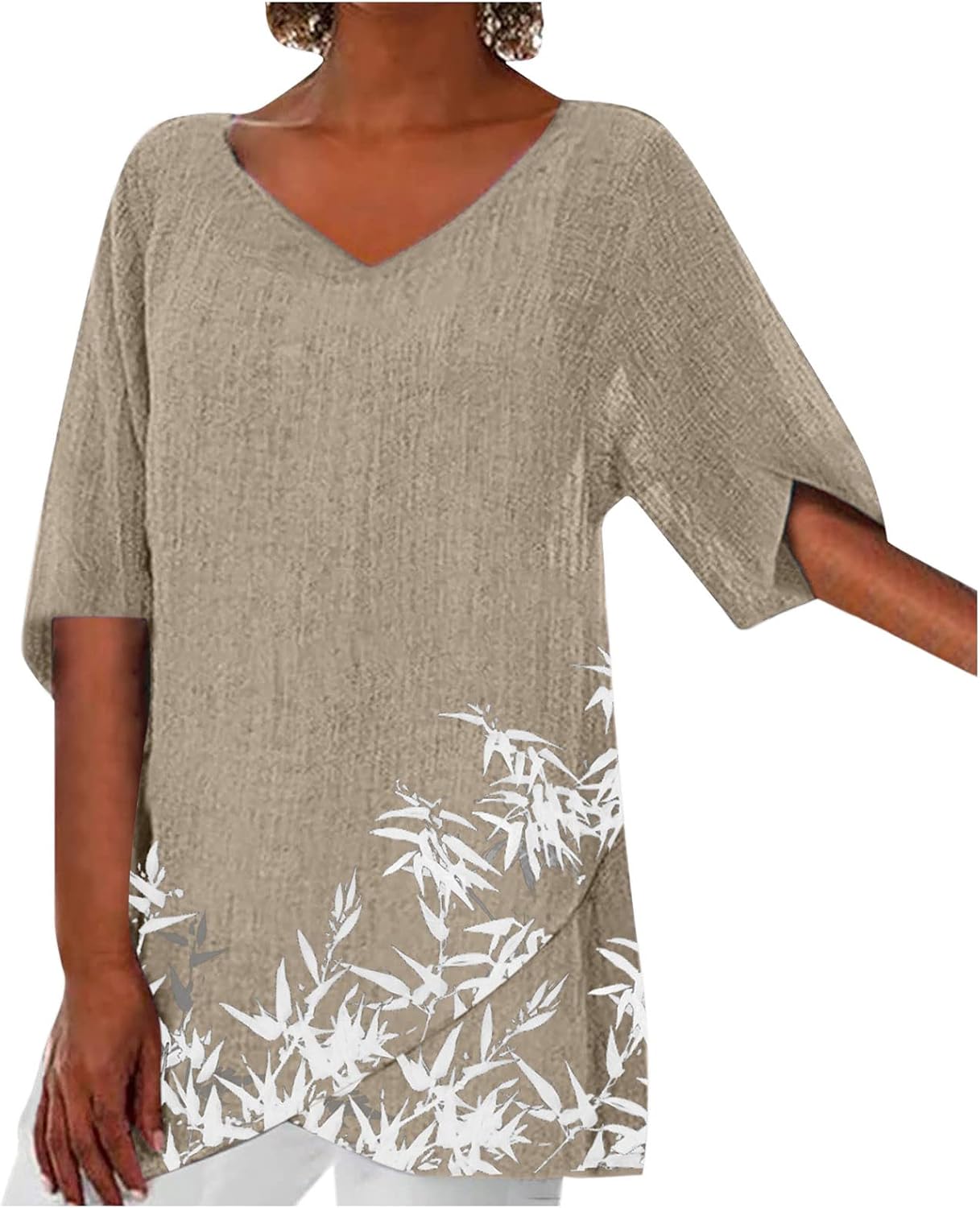 UNBRUVO Women's Plus Size Tunic Tops 3/4 Sleeves Blouses Crewneck Henley Shirts at  Women’s Clothing store