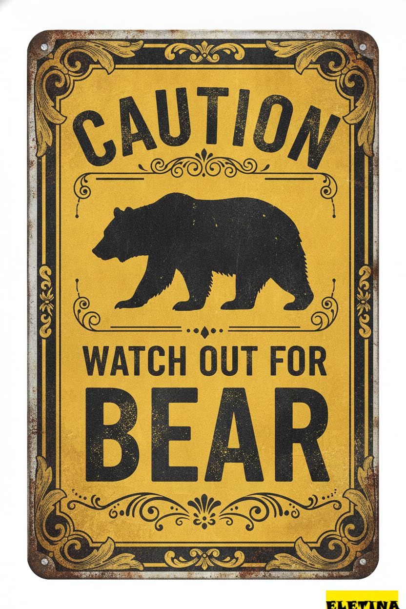 Tin Sign for Man Cave Caution Watch Out Bear You Have Been Warned Aluminum Metal Tin S Door Warning Zoo Fence Gate Yard Home Wall Decor 8x12 Inch Private Property Decorative