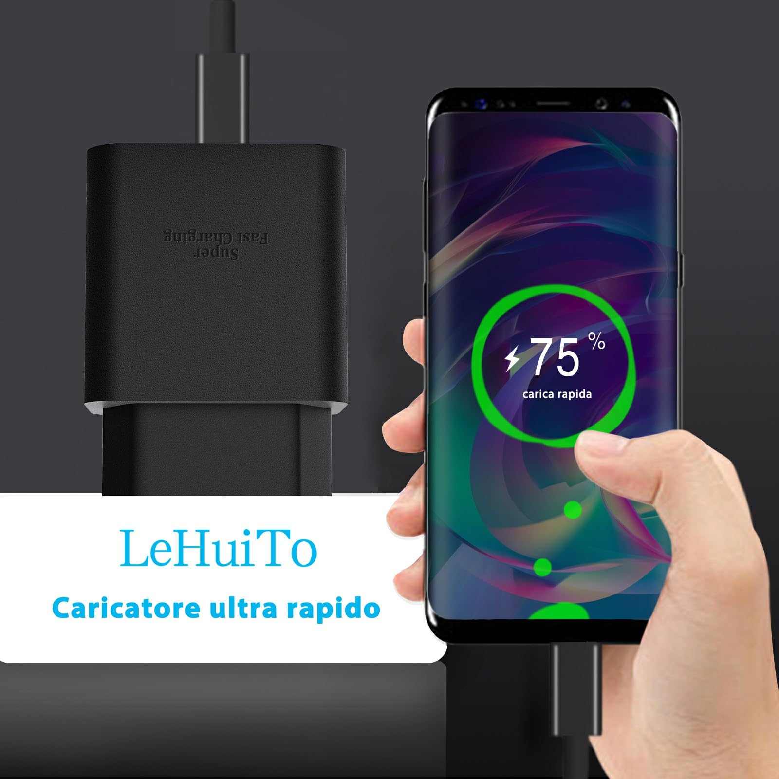Caricatore rapido USB C 25 W alimentatore di rete spina di ricarica USB C con cavo di ricarica veloce da 2m cavo di ricarica USB C per Galaxy S23 Ultra/S23/S23+/S22/S21/S20/Note 10/20/Z Fold/Flip/A13