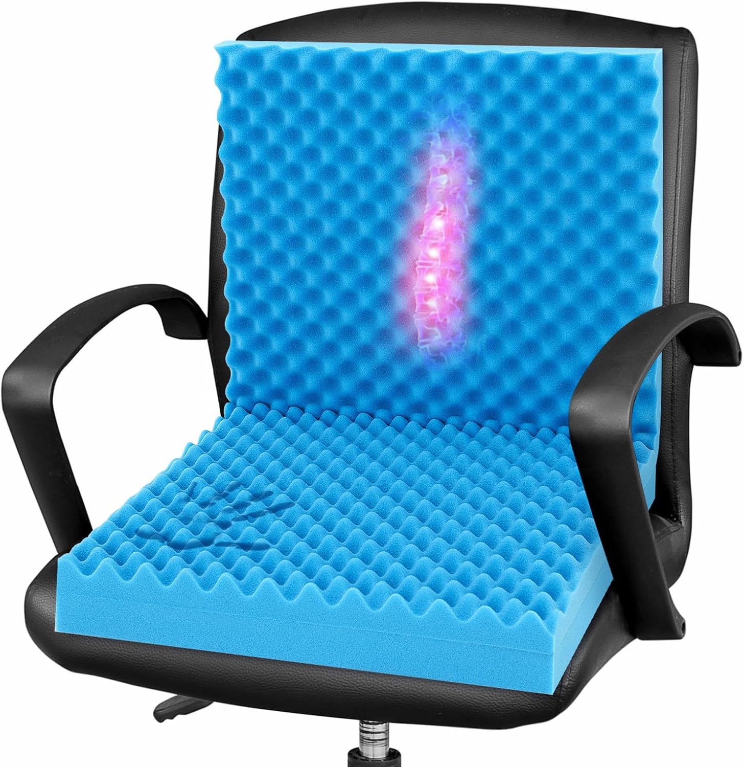 Geiserailie 1 Pcs 32 x 18 x 3 Inches Egg Foam Pad Wheelchair Seat Cushion Backrest to Relieve Back Egg Foam Cushions Wheelchair Accessories for Office Chairs Wheelchair Recliner Back Chair 1 Blue