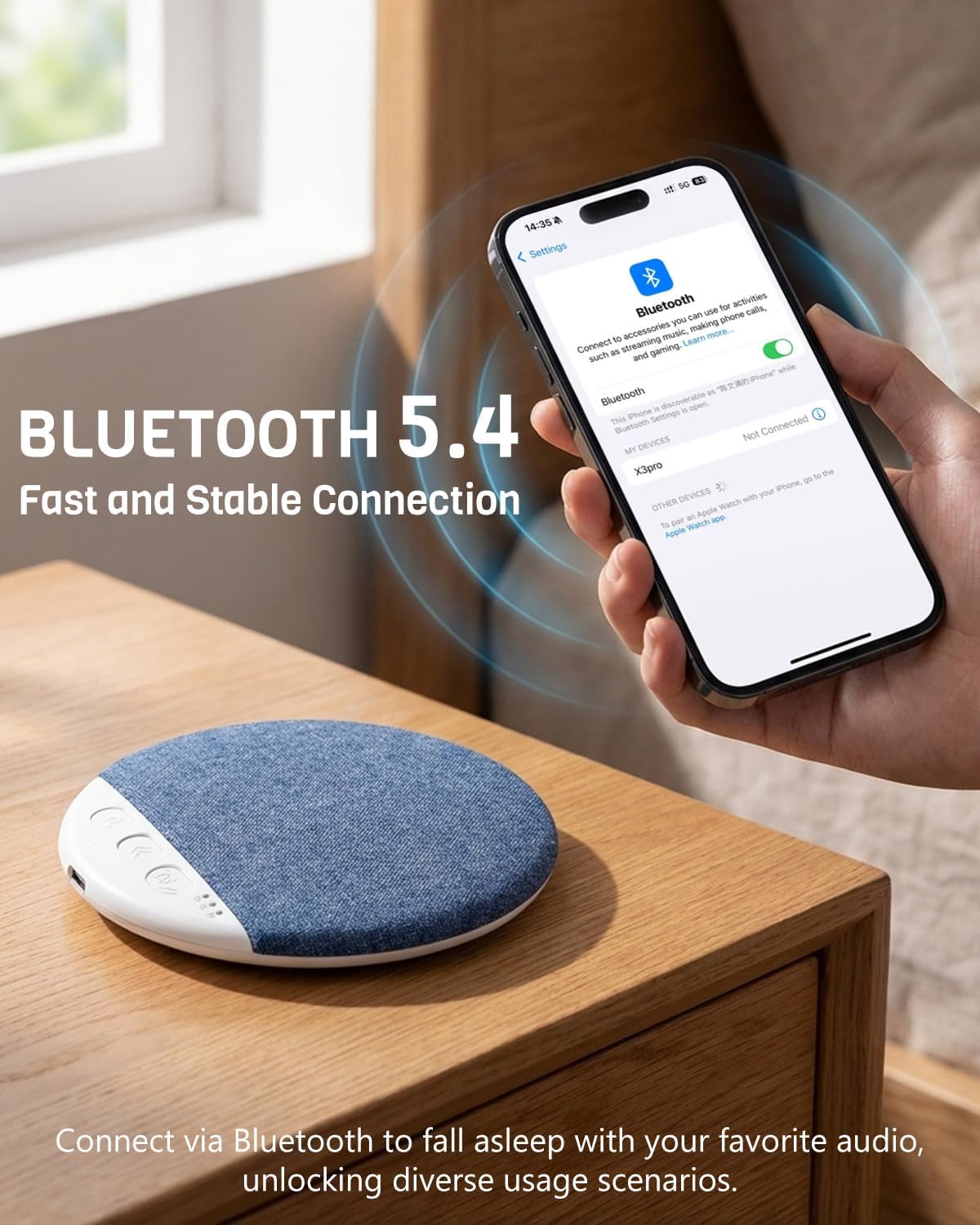 2026 New Sleep Pillow Speaker for Sleeping, Portable Under Pillow Speaker with BT 5.4, White Noise Timer Wireless Sleep Aid, 10H Battery Life, Stereo Bass Private Sleep Speaker for Adult, Kid