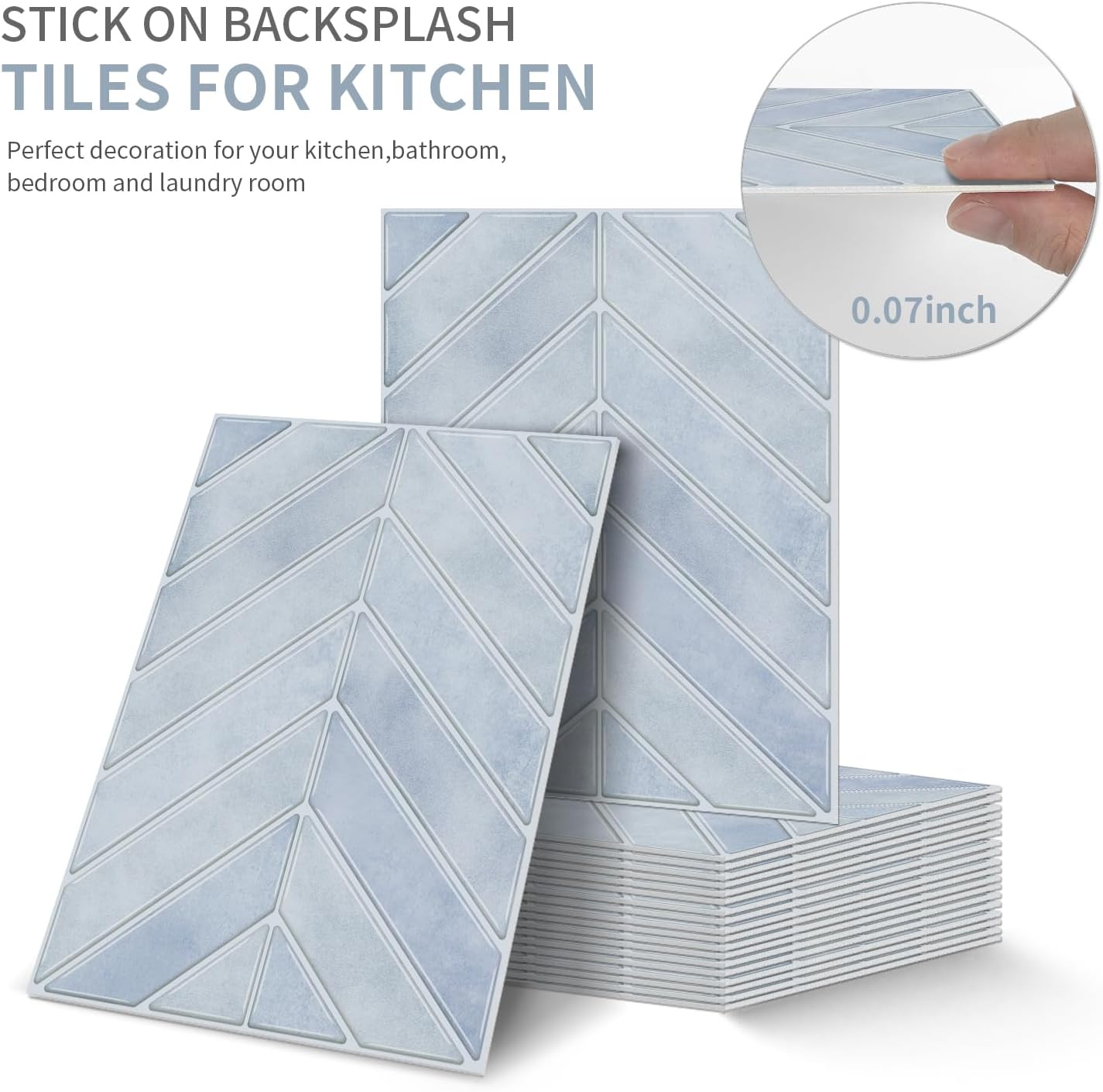 VICCI Soft-Touch Foam Peel and Stick Tiles, 10-Pack 6.7x9 Inch, Self-Adhesive & Removable, Waterproof Backsplash for Kitchen, Bathroom, Laundry Room, PVC Material