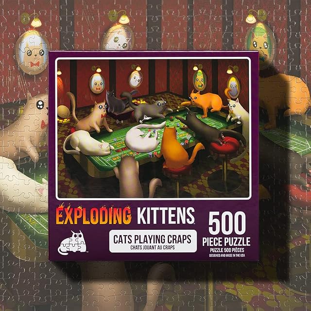Foto 3 de 4 de Exploding Kittens Jigsaw Puzzles for Adults -Cats Playing Craps