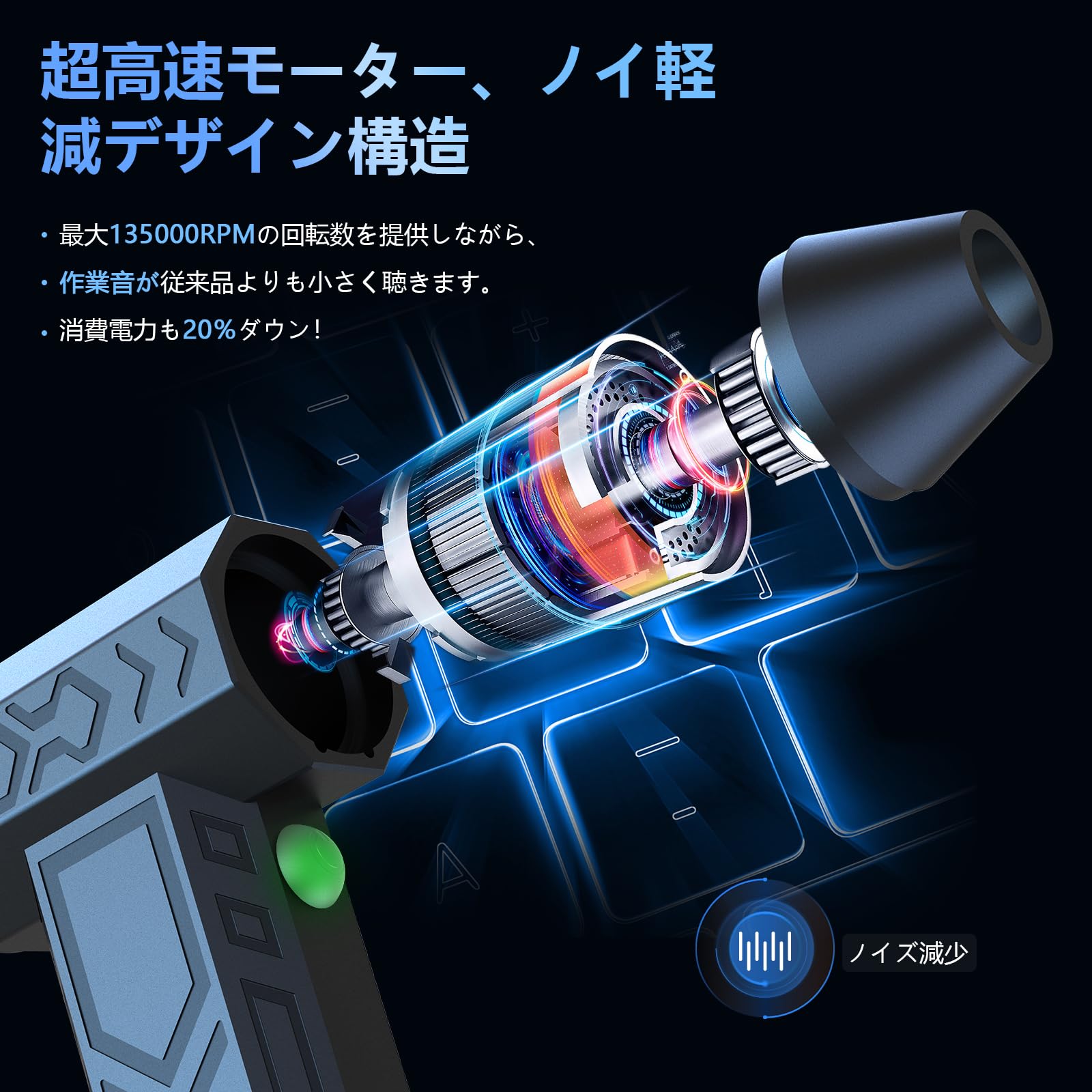 【新品未使用】エアダスター コードレス 電動 強力 LED 急速充電 Longsafe ハイパワーモデル エアダスター 電動 電動エアダスター