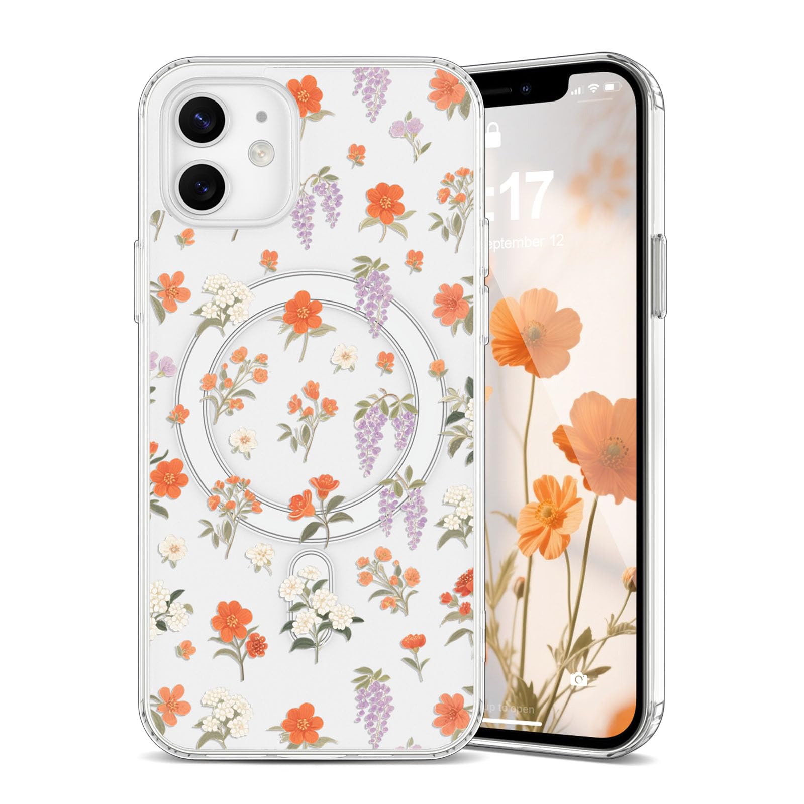 Protection iPhone 11 transparente Magsafe avec étui rigide à fleurs - 7