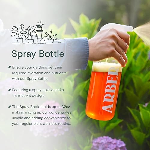 Miniatura 2 de Arber Botella de spray translúcida de 32 onzas con boquilla ajustable, herramienta de hidratación de plantas fácil de usar para jardinería y plantas