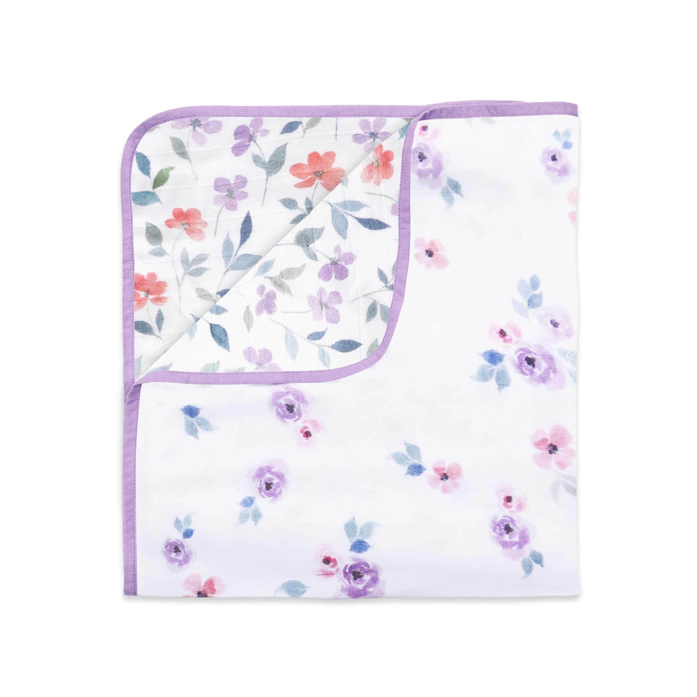 Masilo Bamboo Muslin Modern Newborn Baby Blanket, Pack of 1 Unisex - Purple Bloom-image-4