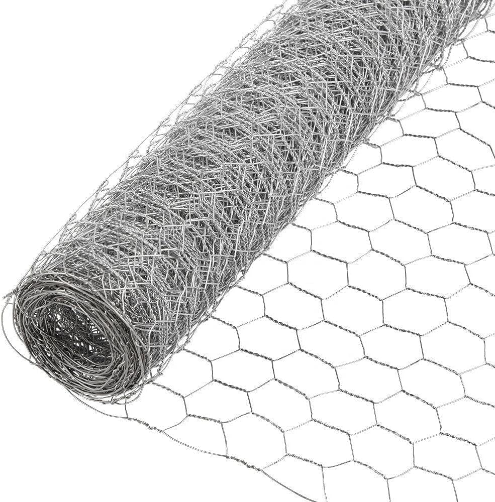 Chicken Wire Mesh (5m x 0.6m) Galvanized Hexagonal Fencing Wire with 13mm Mesh, Chicken Netting Wire for DIY Craft Projects, Small Plants and Vegetables