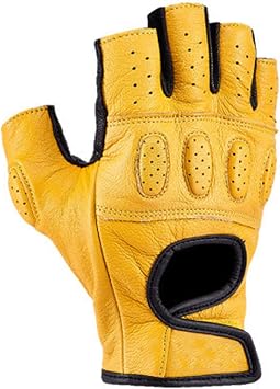 Mens Winter Leather Gloves, Fingerless Sheepskin Leather Driving Gloves, Cold Proof Thermal Mittens, Ideal for Dress Driving Cycling Motorcycle Camping,C,M