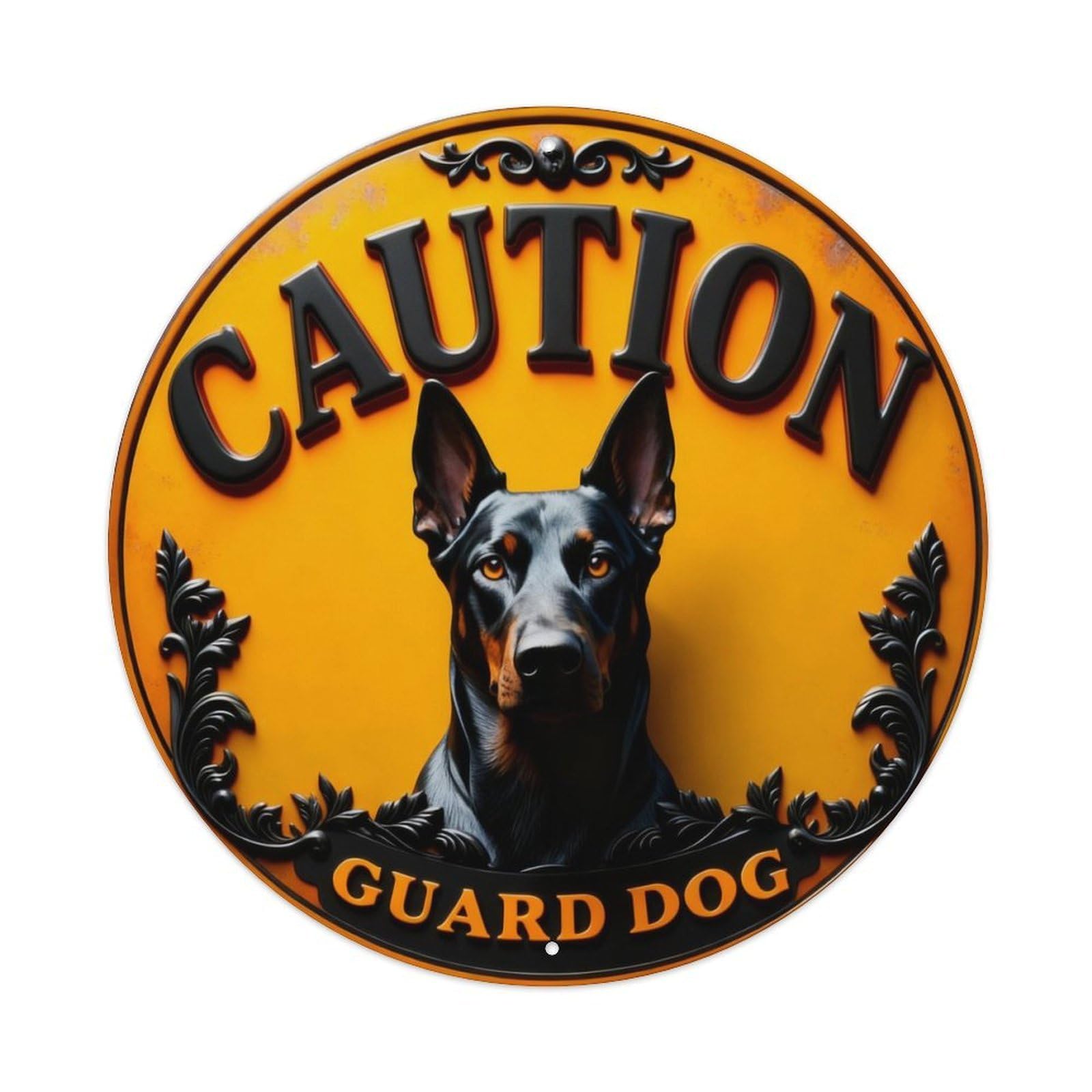 Beware Of The Dog Sign_1 Round Metal Tin Sign Vintage Wall Decor, Bar Garage Cafe Kitchen Home Wall Art Poster 8x8inches