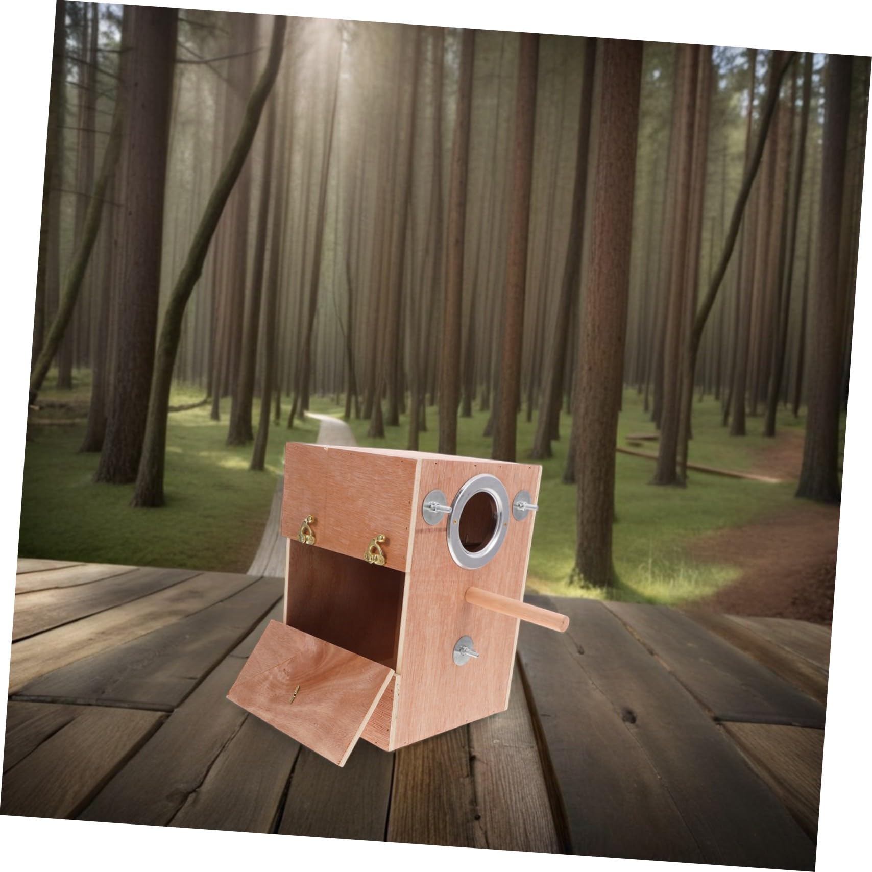 Caja de Cría de Madera para con Soporte Posadero Refugio para Exterior Anidación para Periquitos Agapornis Cacatúas y Conures Fácil Instalación y