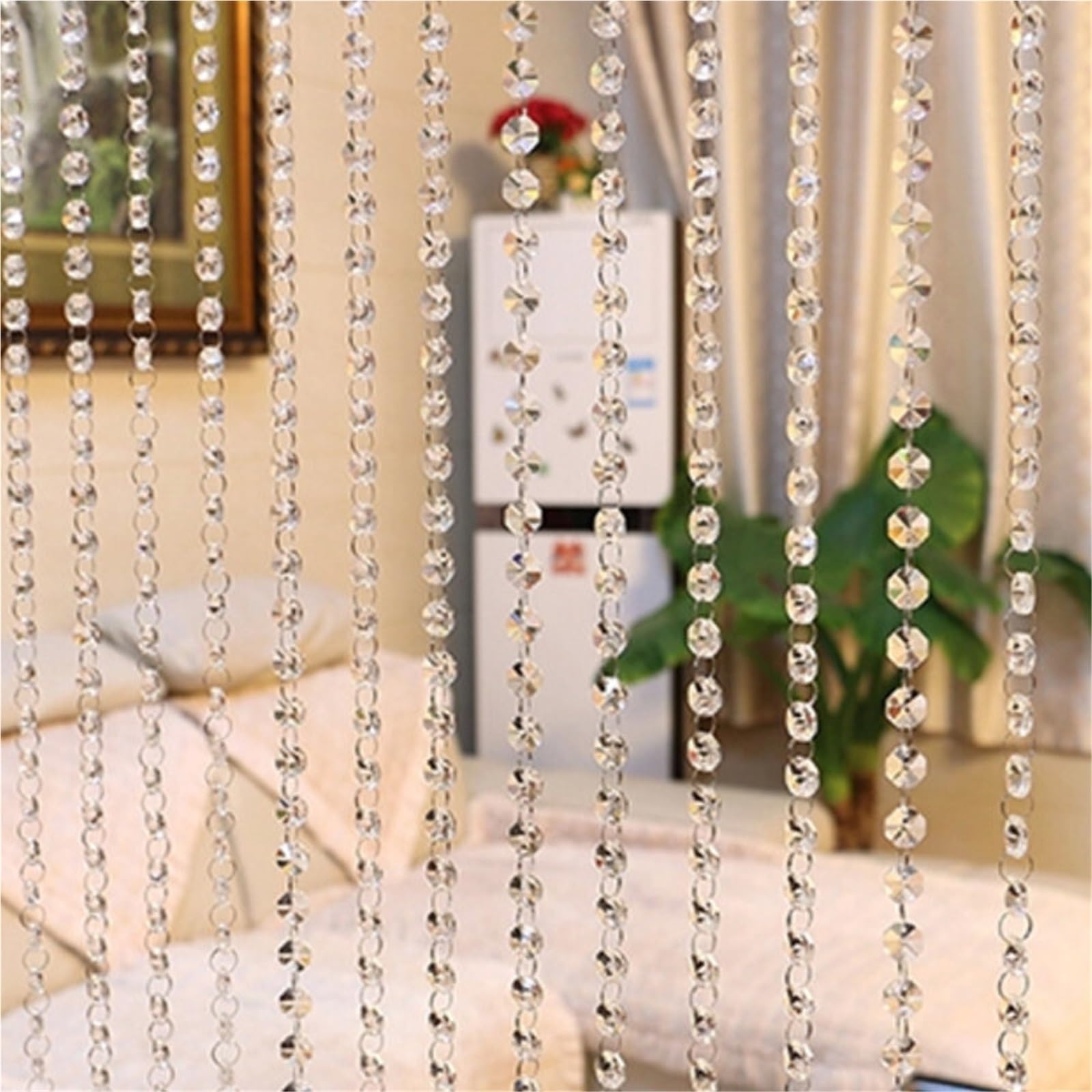 Rideau de Perles Rideau de Porte en Perles Cristal Luxe, 1 pièce, 1M, diviseur, décoration la Maison, Rideau fenêtre Salon pour Porte de Balcon