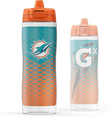 Gatorade Gx NFL - Botellas antideslizantes para apretar, 30 onzas líquidas, sistema de hidratación Gx