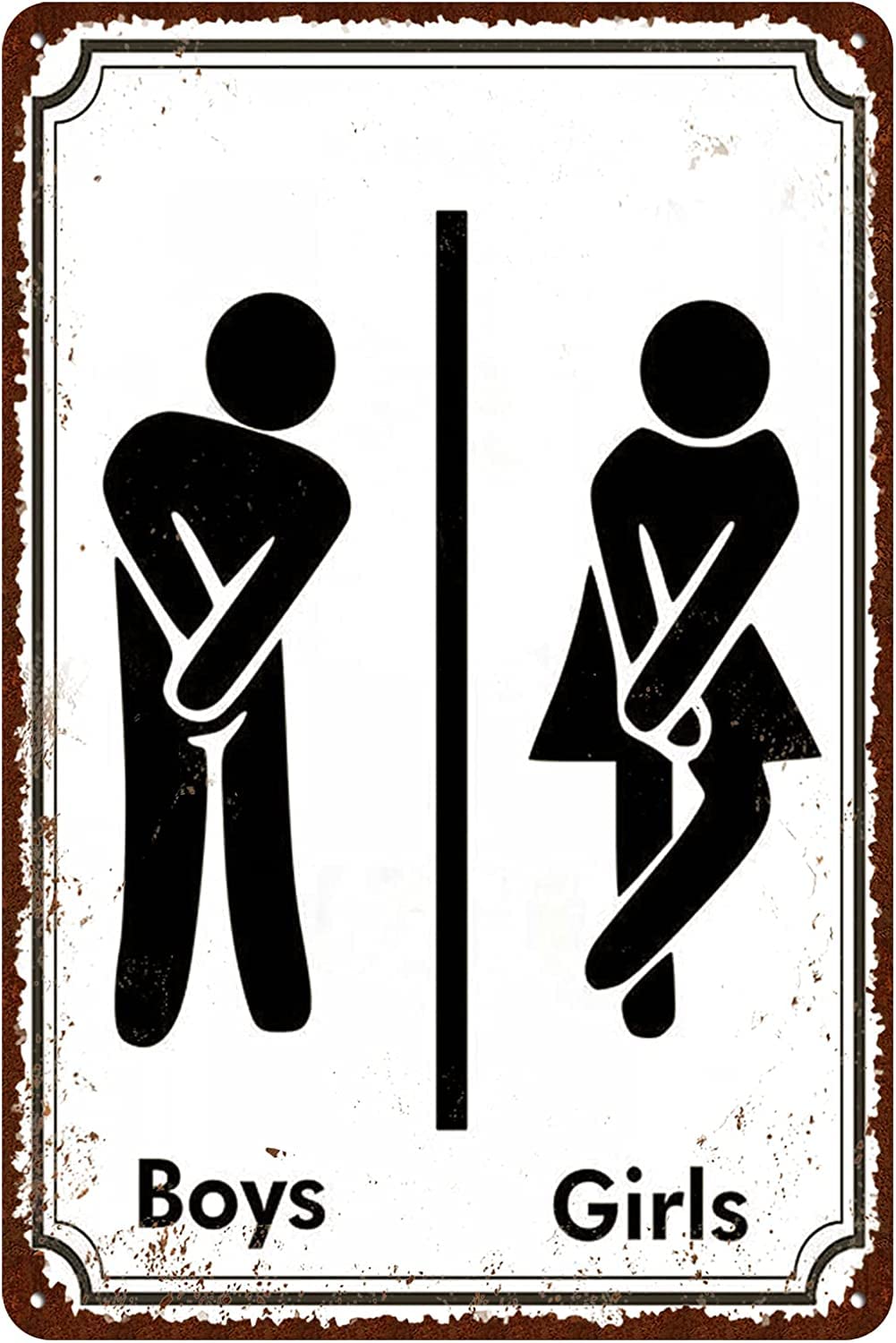 Retro Humorous Metal Bathroom Sign - Aluminum Wall Mount Decorative Sign Metal Tin Sign 8X12 Inch